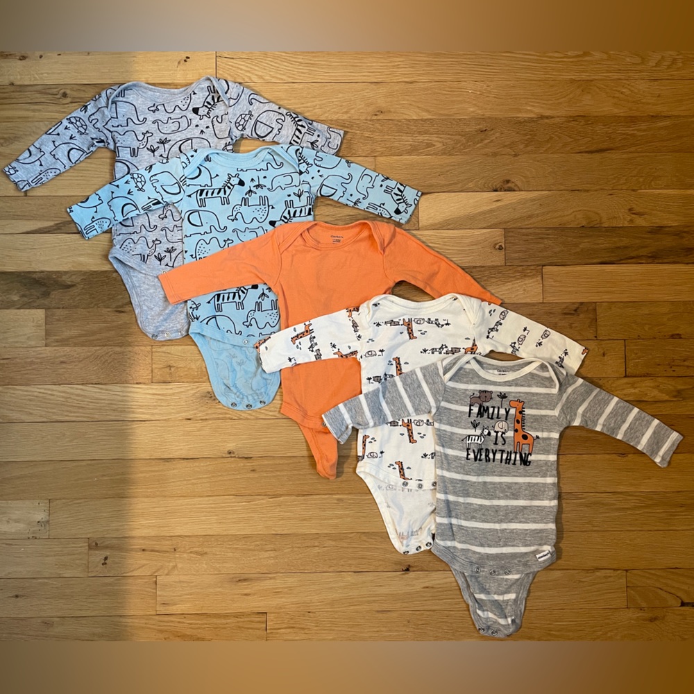 Gerber Baby Boys 5-pack Long-sleeve Onesies Bodysuit, 3-6 months